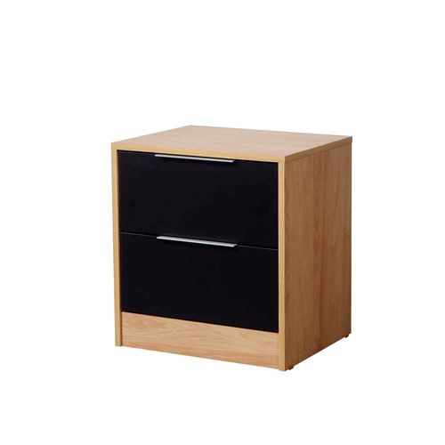 Mesa de Luz 45x37x49 Cm Negro 2 Cajones Murano Ricchezze