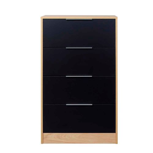 Cómoda 59x43x101 Cm Negro 4 Espacios 2 Cajones Murano Ricchezze
