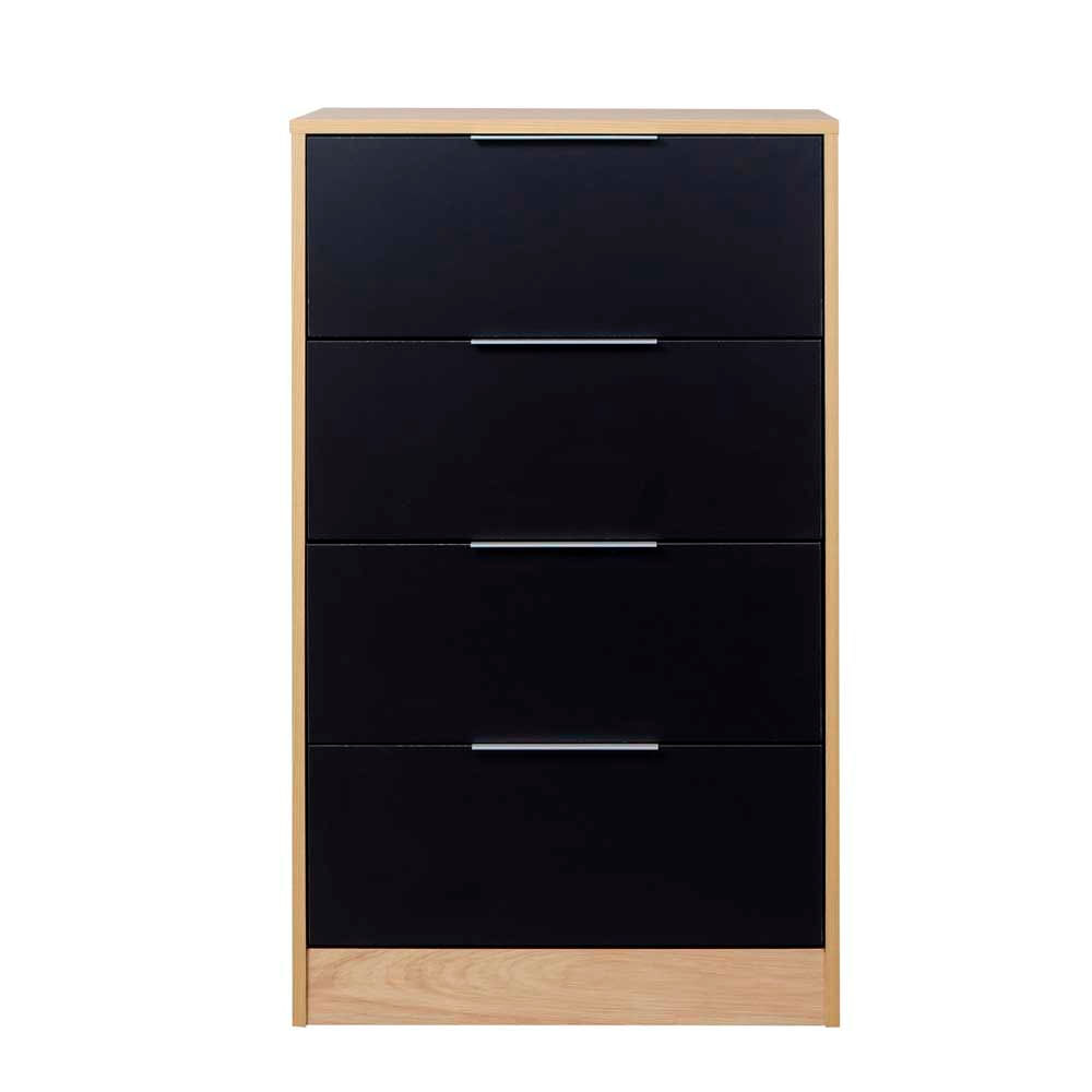 Cómoda 59x43x101 Cm Negro 4 Espacios 2 Cajones Murano Ricchezze