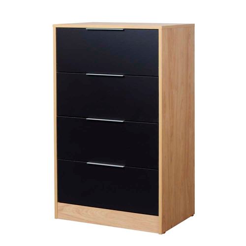 Cómoda 59x43x101 Cm Negro 4 Espacios 2 Cajones Murano Ricchezze