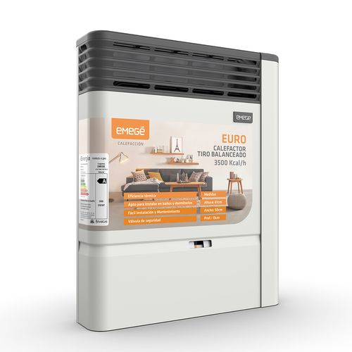 Calefactor Tiro Balanceado 3500 Kcal/h Eficiencia A Beige Euro TB/TBU 2135 Emegé