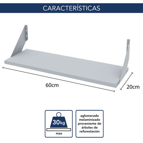 Estante 60x20 Cm Melamina Marrón Centro Estant