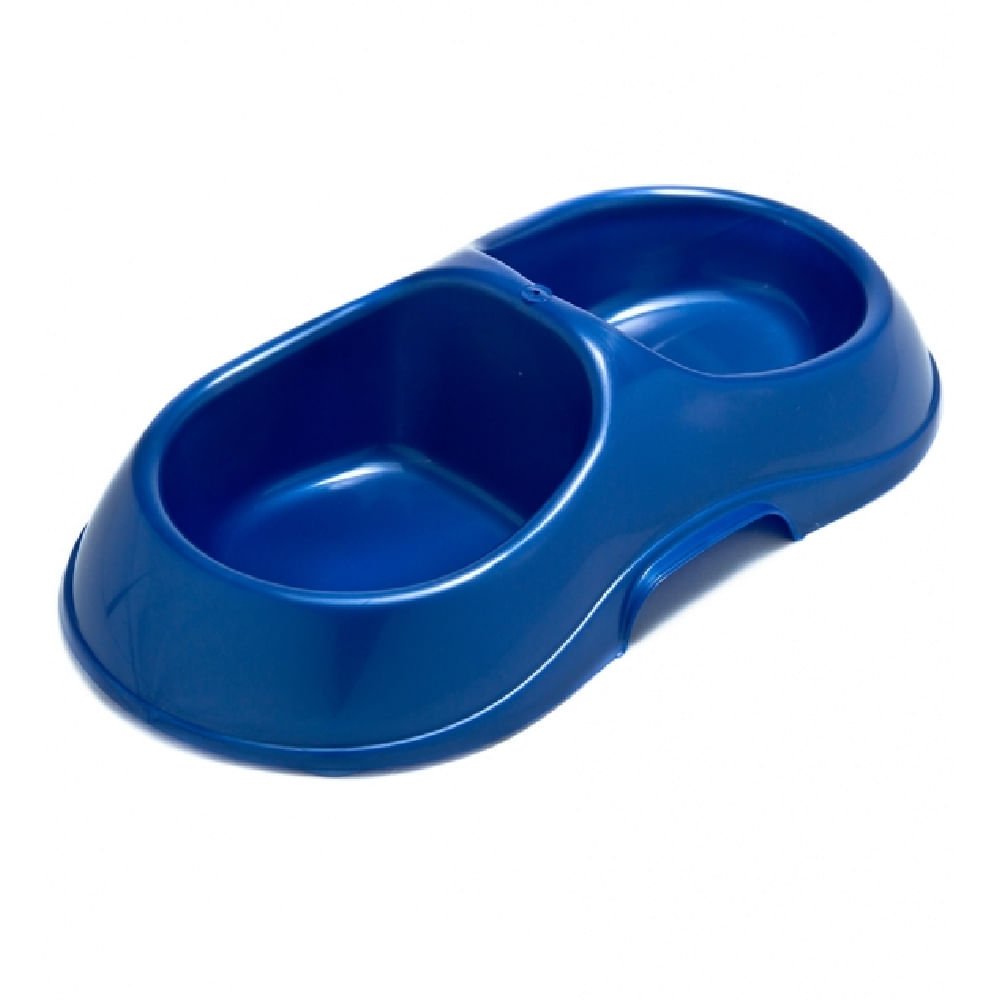 Comedero Doble 35x17x8 Cm Azul Pet's Class