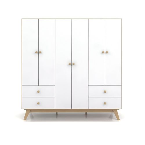 Placard 6 Puertas Blanco/Roble Miel 176X46X180 Cm Muebles Gacela