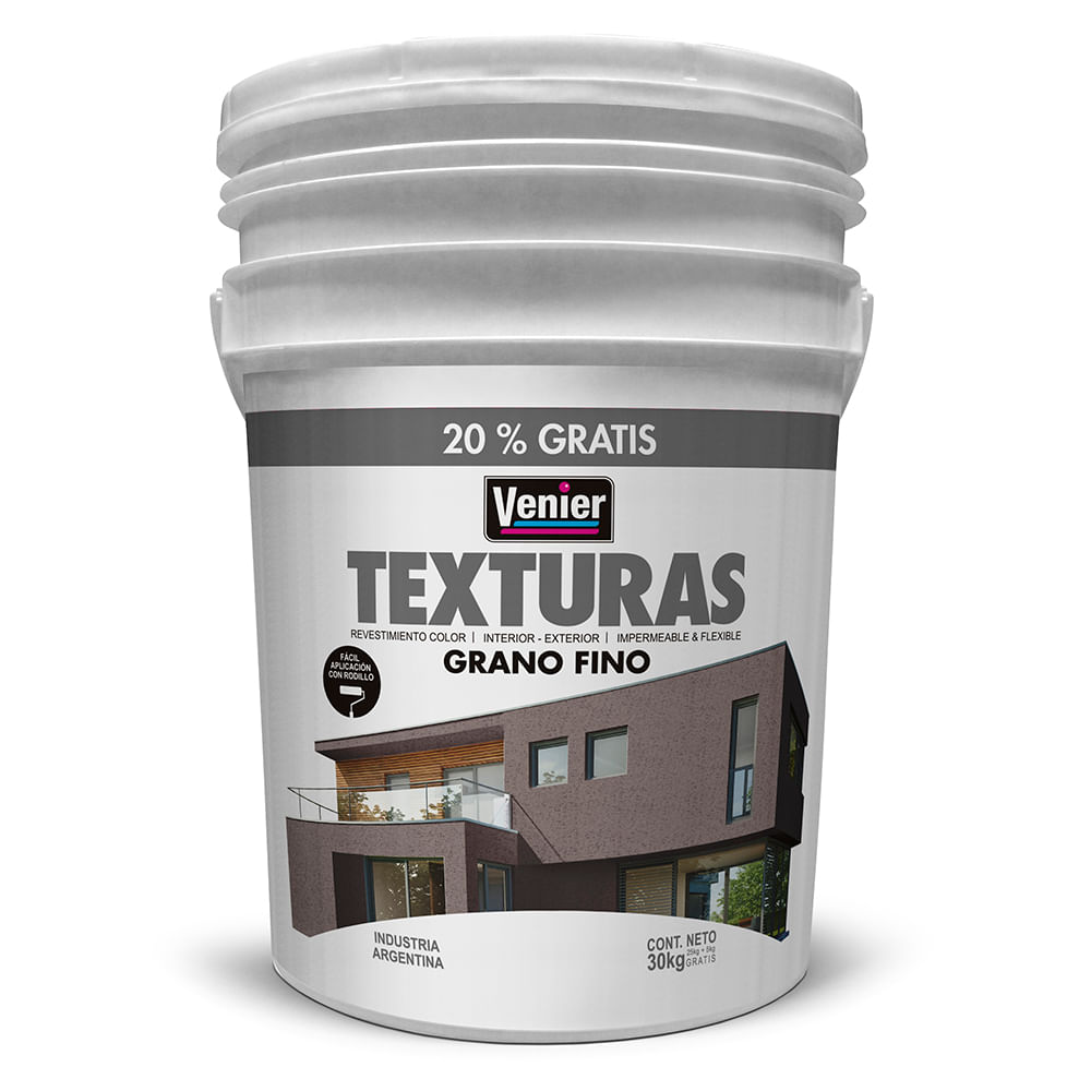 Revestimiento Texturado Gris Humo Grano Fino 30 Kg Venier