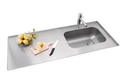 Mesada de Cocina con Bacha Simple Acero 160X62 Cm Gris 160103T Mi Pileta