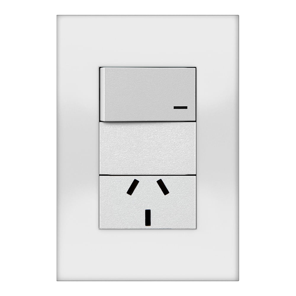 Línea Armada 1 Toma + 1 Interruptor Blanco 10A Quadra Jeluz
