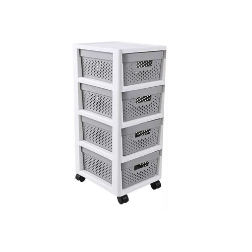 Carro Organizador Plástico 30x36x66 Cm Blanco/Gris Kis