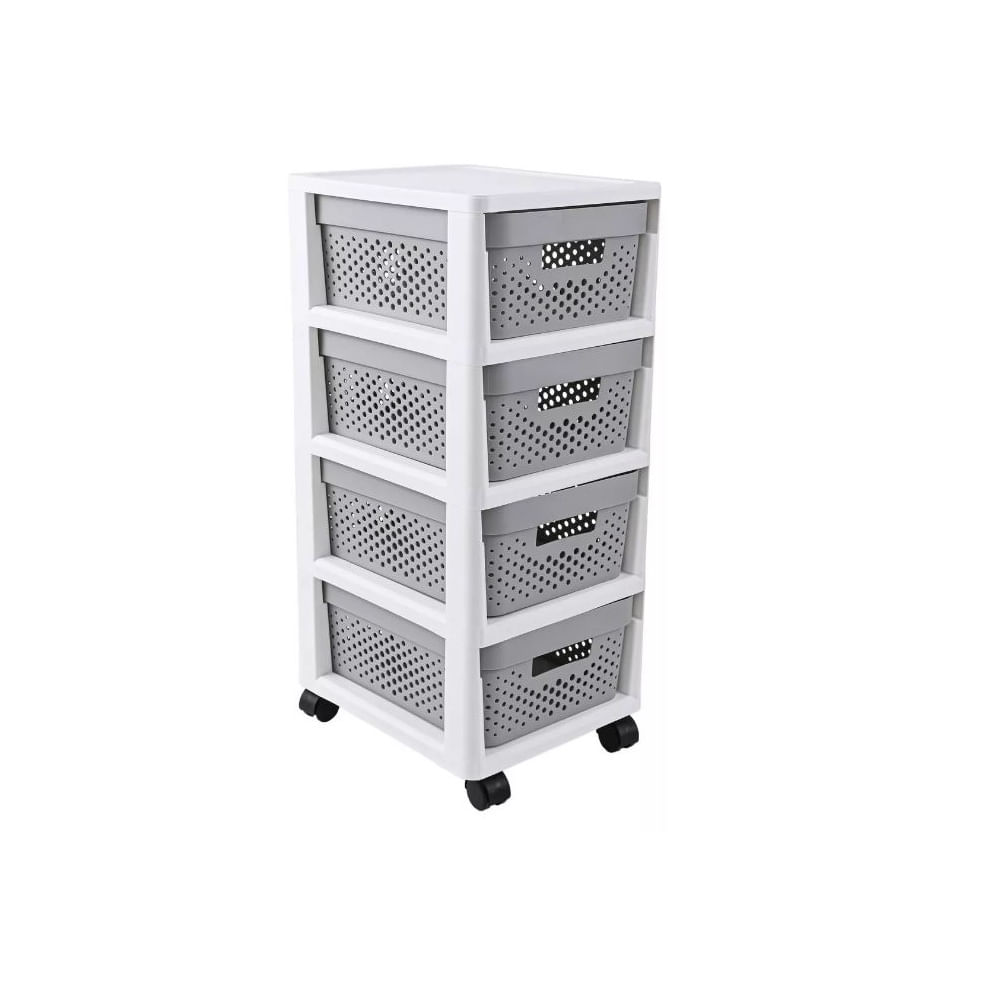 Carro Organizador Plástico 30x36x66 Cm Blanco/Gris Kis