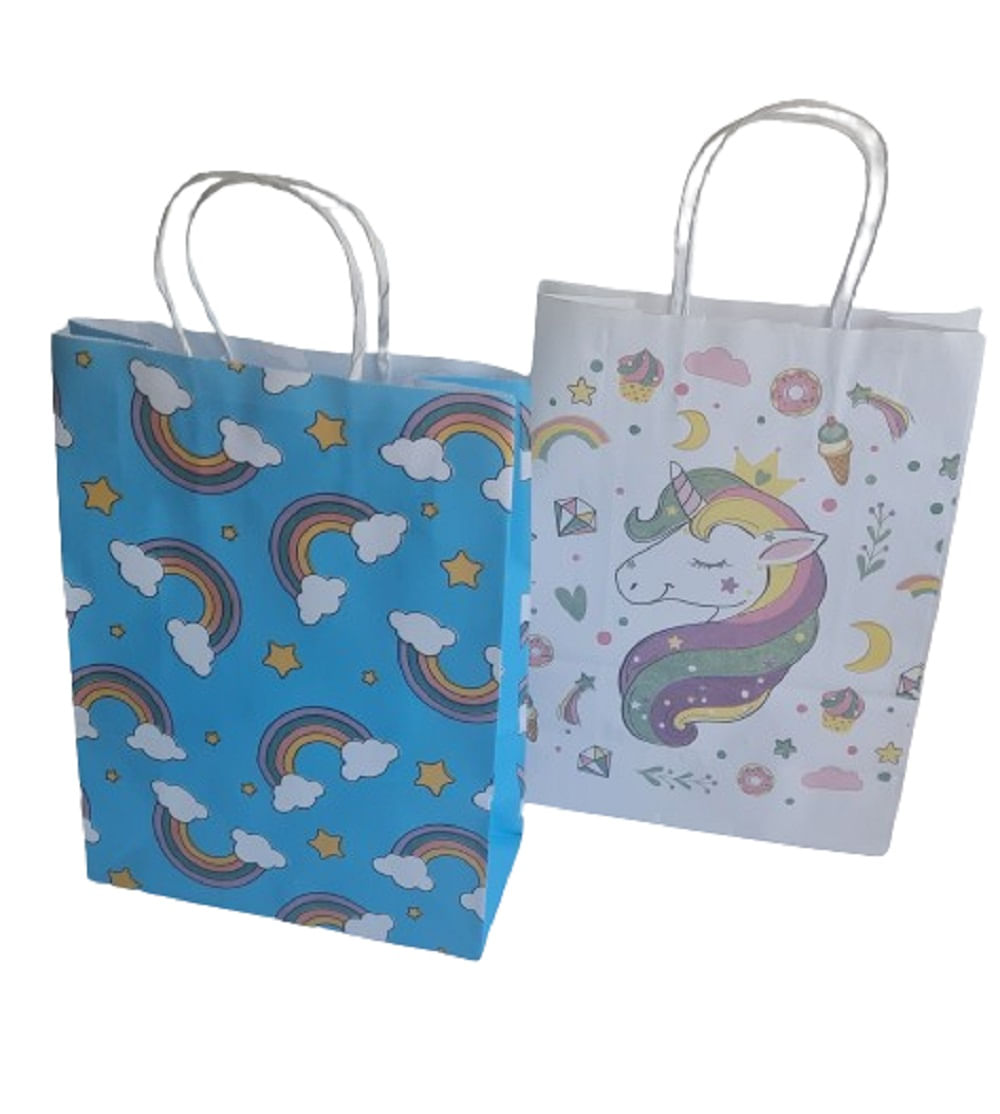 Bolsa de Regalo Unicornio y Arcoíris 22x10x30 Cm Papel Surtido Eurotree