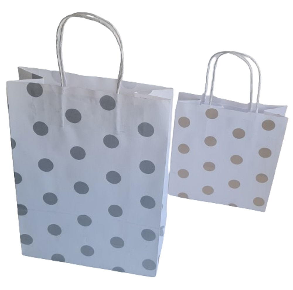 Bolsa de Regalo Papel 22x10x30 Cm Blanca Lunares Eurotree