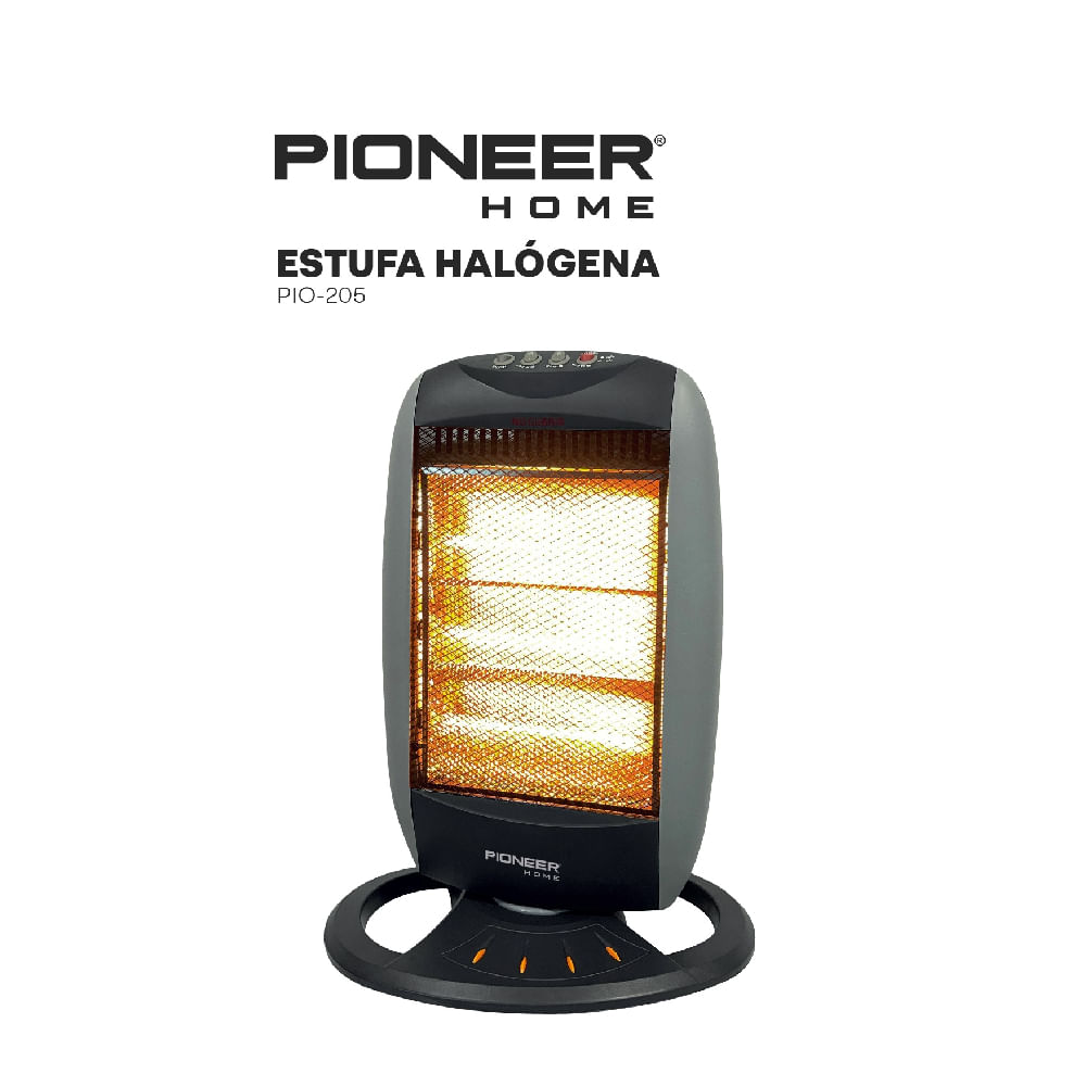 Estufa Halogena 1200 W 3 Niveles Gris PIO-205 Pioneer Home