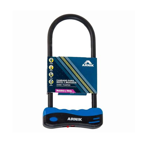 Candado Tipo U Acero Plástico 165x320 Mm Negro Azul Arnik