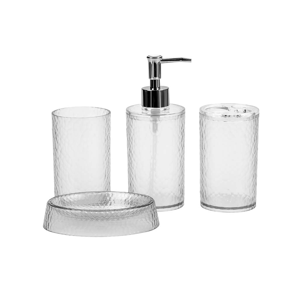 Set de Baño Cristal Transparente 4 Piezas Suka