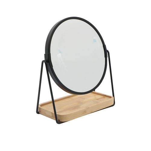 espejo bamboo con metal redondo