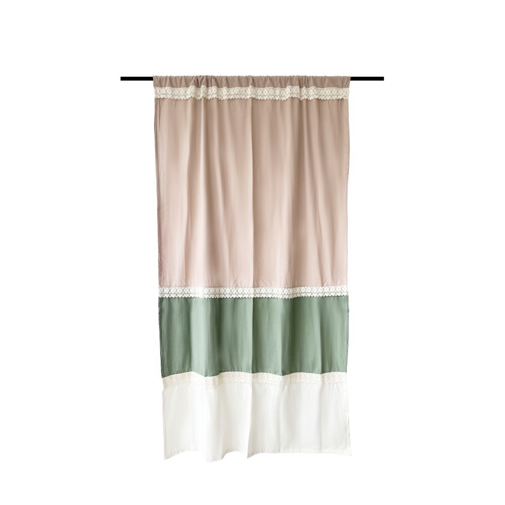 Cortina de Baño Algodón Beige/Verde/Blanco 180X180 Cm Deco1036 Dekha