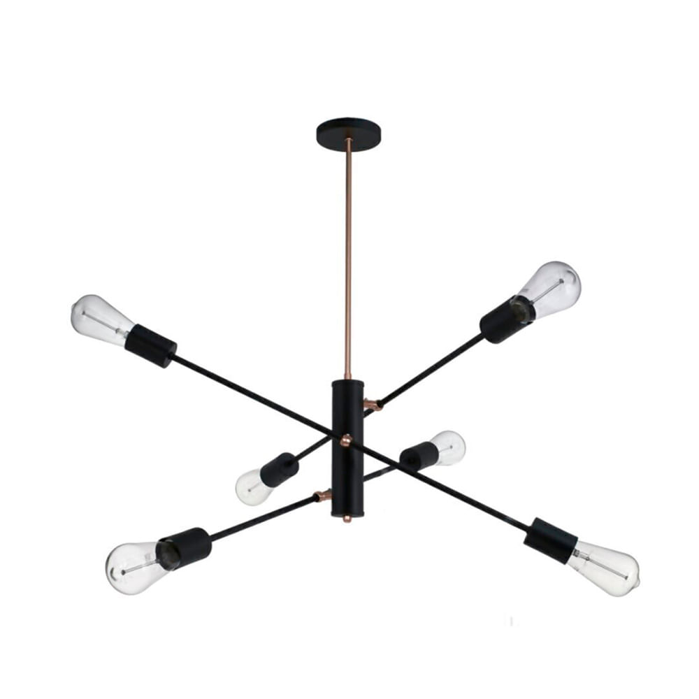 Colgante Lineal 6 Luces E27 Negro EM7/6CO JS Iluminación