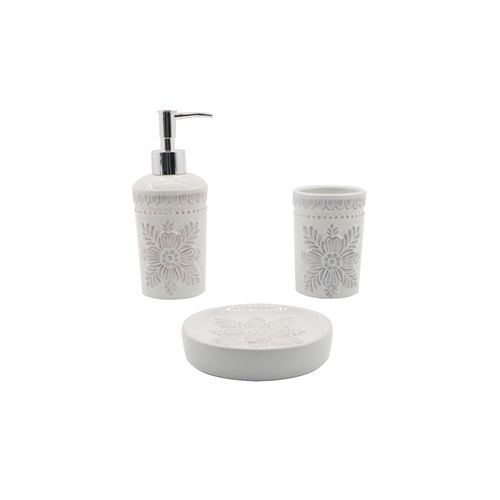 Set de Baño Dolomita Blanco 3 Piezas Boho Cotidiana