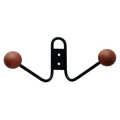 percha metal doble con madera