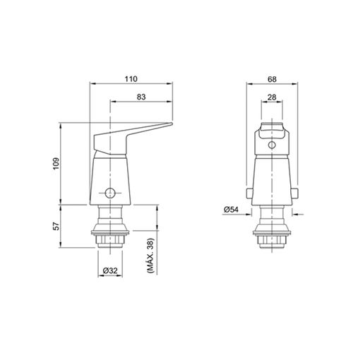 Grifería para Bidet Monocomando Cromado 70-193 Peirano