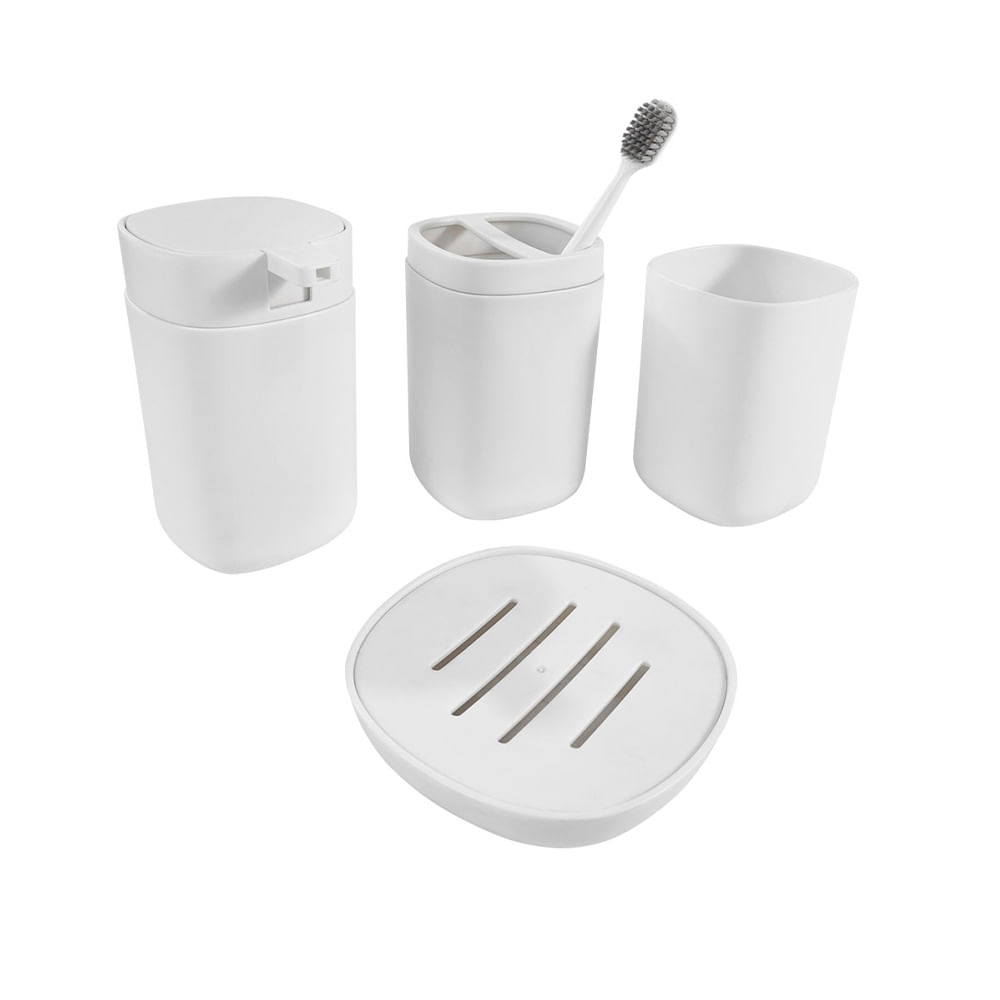 Set de Accesorios de Baño Polipropileno Blanco Mate 4 Piezas Dansk