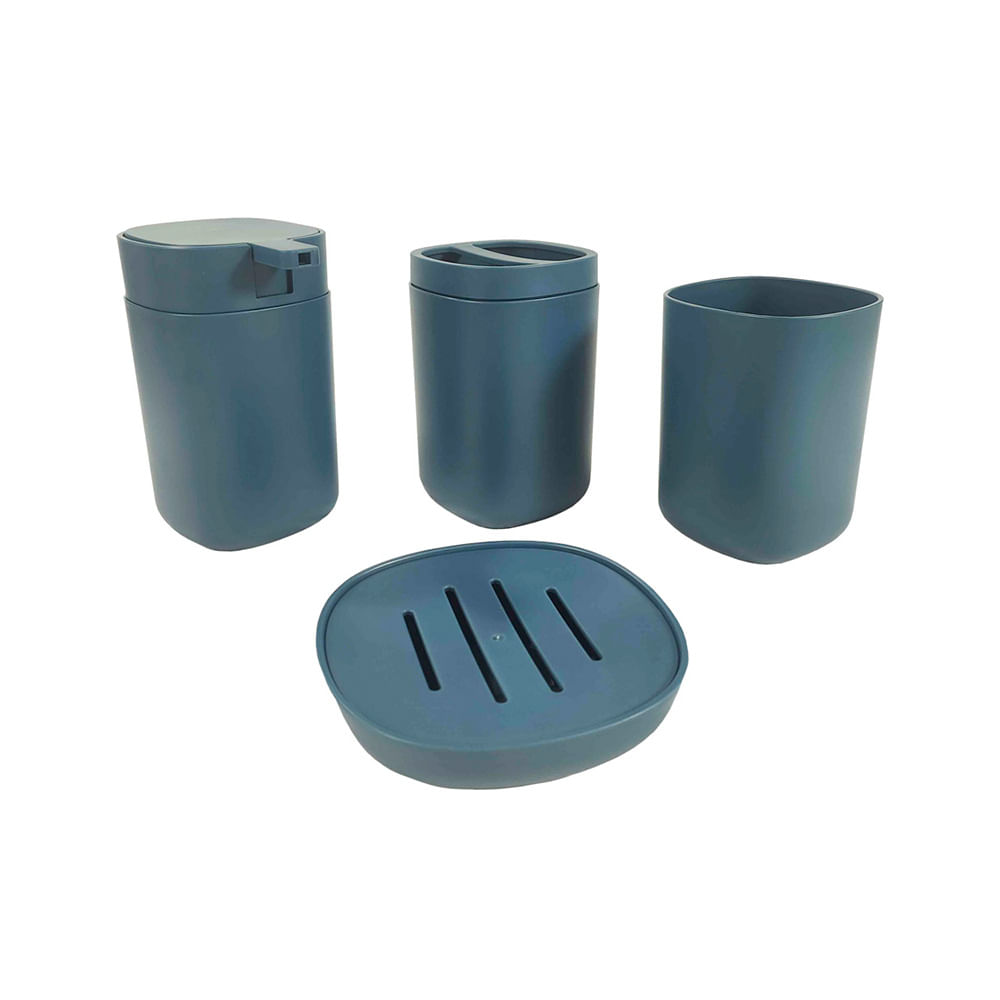 Set de Accesorios de Baño Polipropileno Azul 15x12x8 Cm DSK-40 Dansk