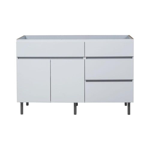 Bajo Mesada Livorno MDP 120x51.8x82.5 Cm 2 Puertas 3 Cajones Blanco Brillo Ricchezze