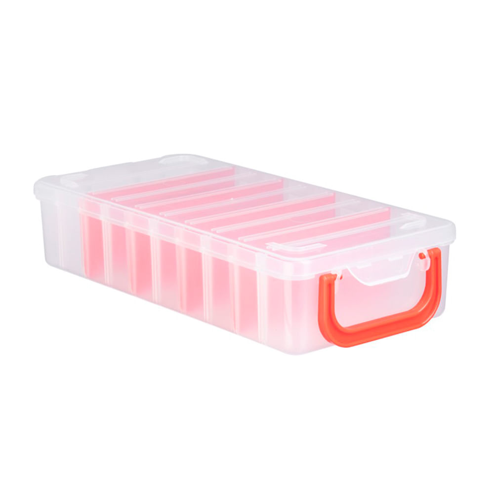 Caja Organizadora 27x13x6 Cm 5 Espacios Polipropileno Transparente/Rojo Deses Plast
