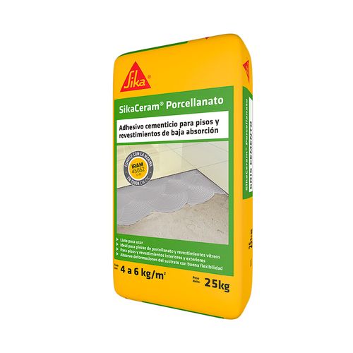Adhesivo Cementicio para Porcellanato 25 Kg Gris Sikaceram