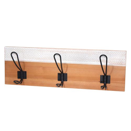Perchero Pared 48X15.3X7.5 Cm Madera Marrón 3 Ganchos Cotidiana