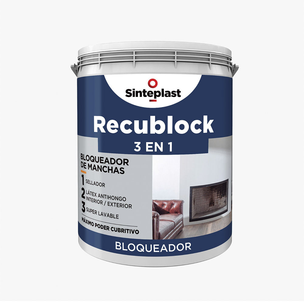 Bloqueador de Manchas Blanco Mate 1 Lts Interior/Exterior Recublock Sinteplast