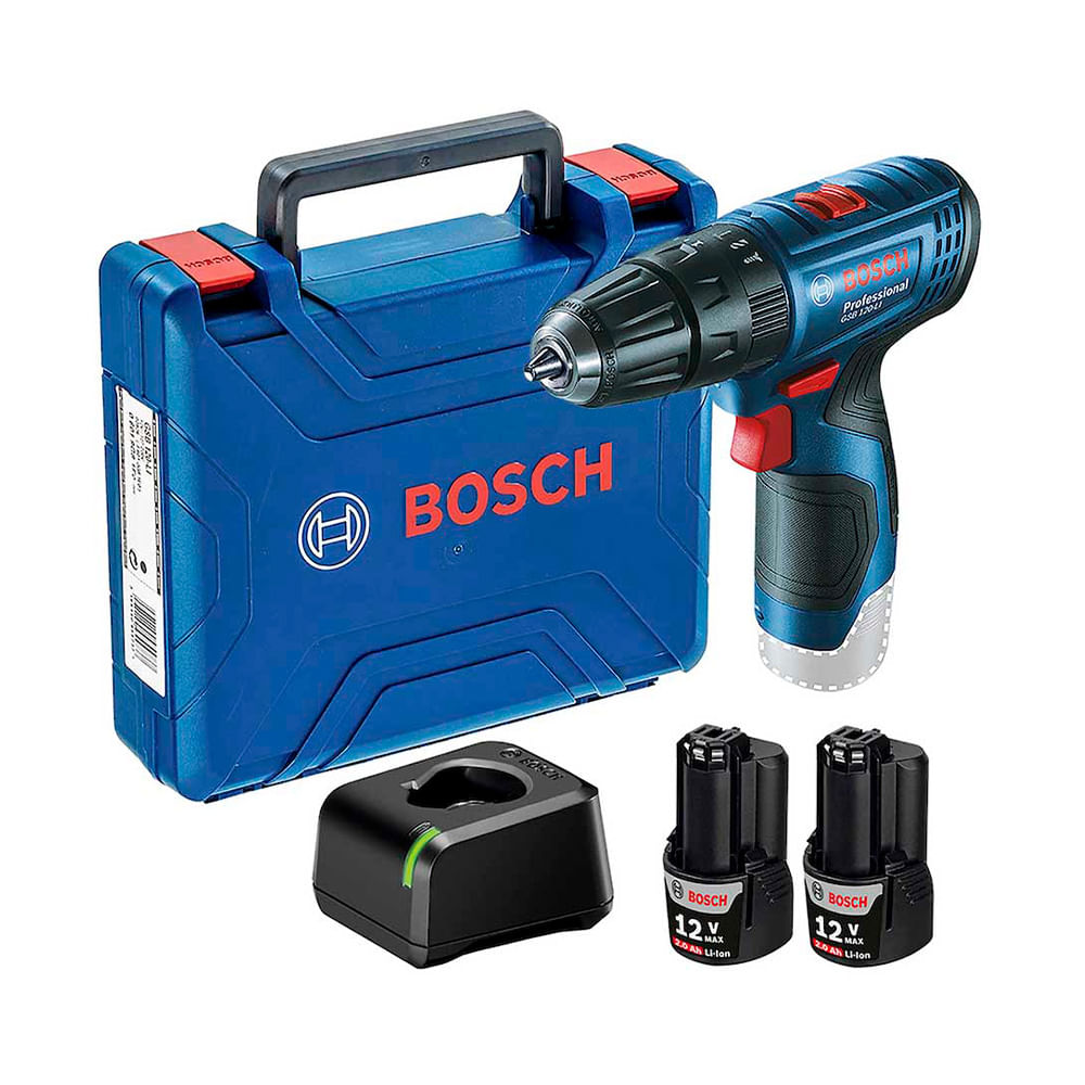 Taladro Percutor Atornillador 12V 10 Mm + 2 Baterías + Maletín GSB 120-LI Bosch