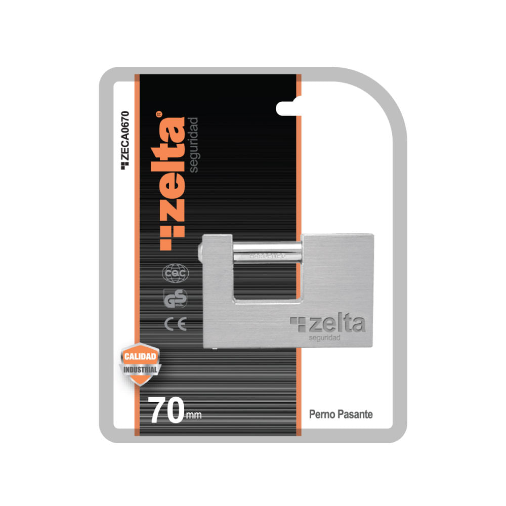 Candado Perno Pasante Acero 70 Mm Gris Zelta