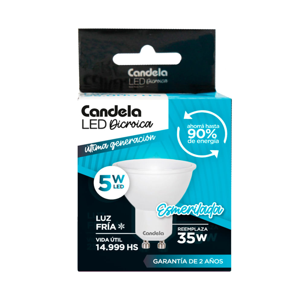 Led Dicroica Luz Fría GU10 5 W Esmerilada Candela