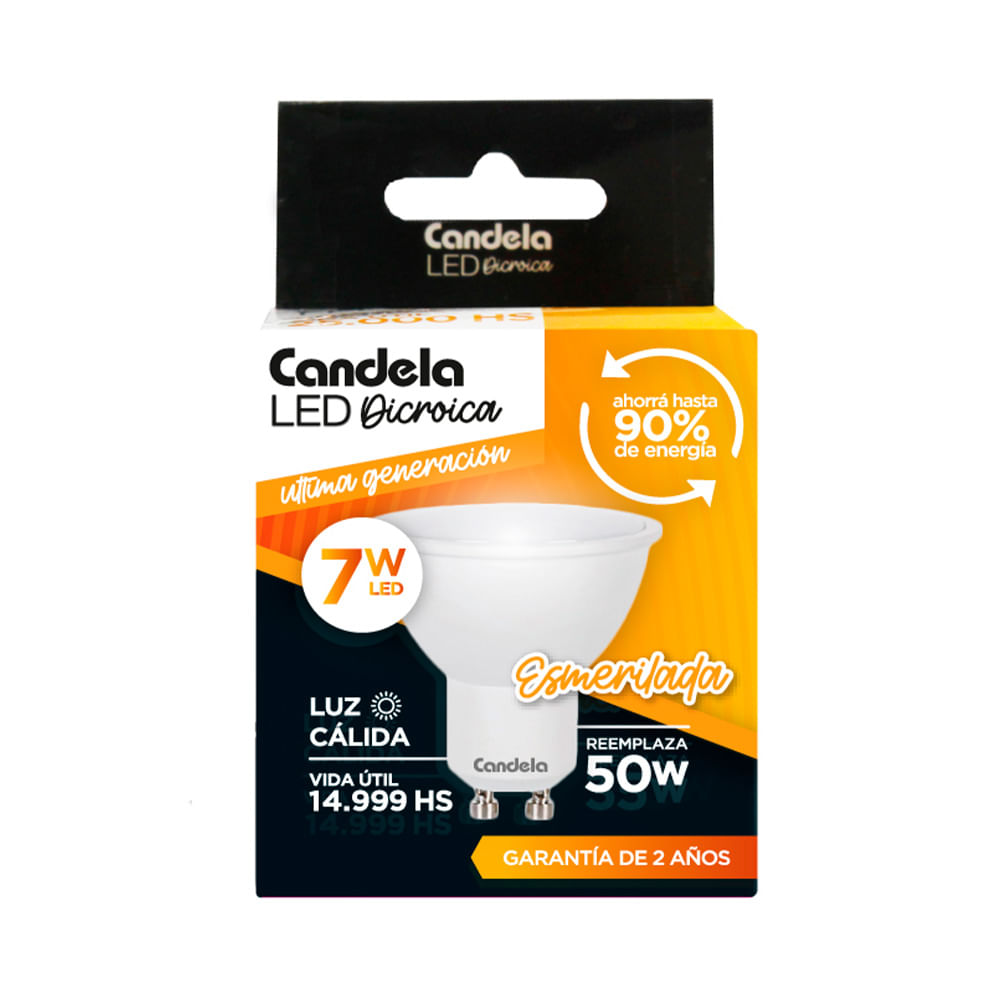 Led Dicroica Cálida GU10 7 W Esmerilada Candela