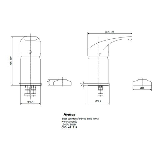 Grifería Monocomando Cromada para Bidet Bold Hydros