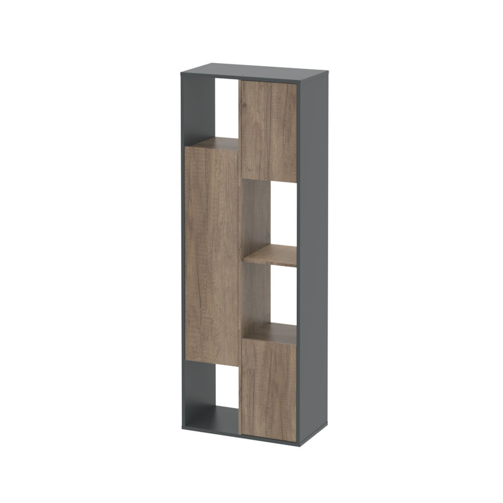 Biblioteca 7 Espacios 175x64x35,5 Cm MDF Grafito/Roble Nebraska Venecia Dielfe