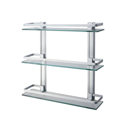 Repisa Triple Vidrio Metal Cromado Dansk