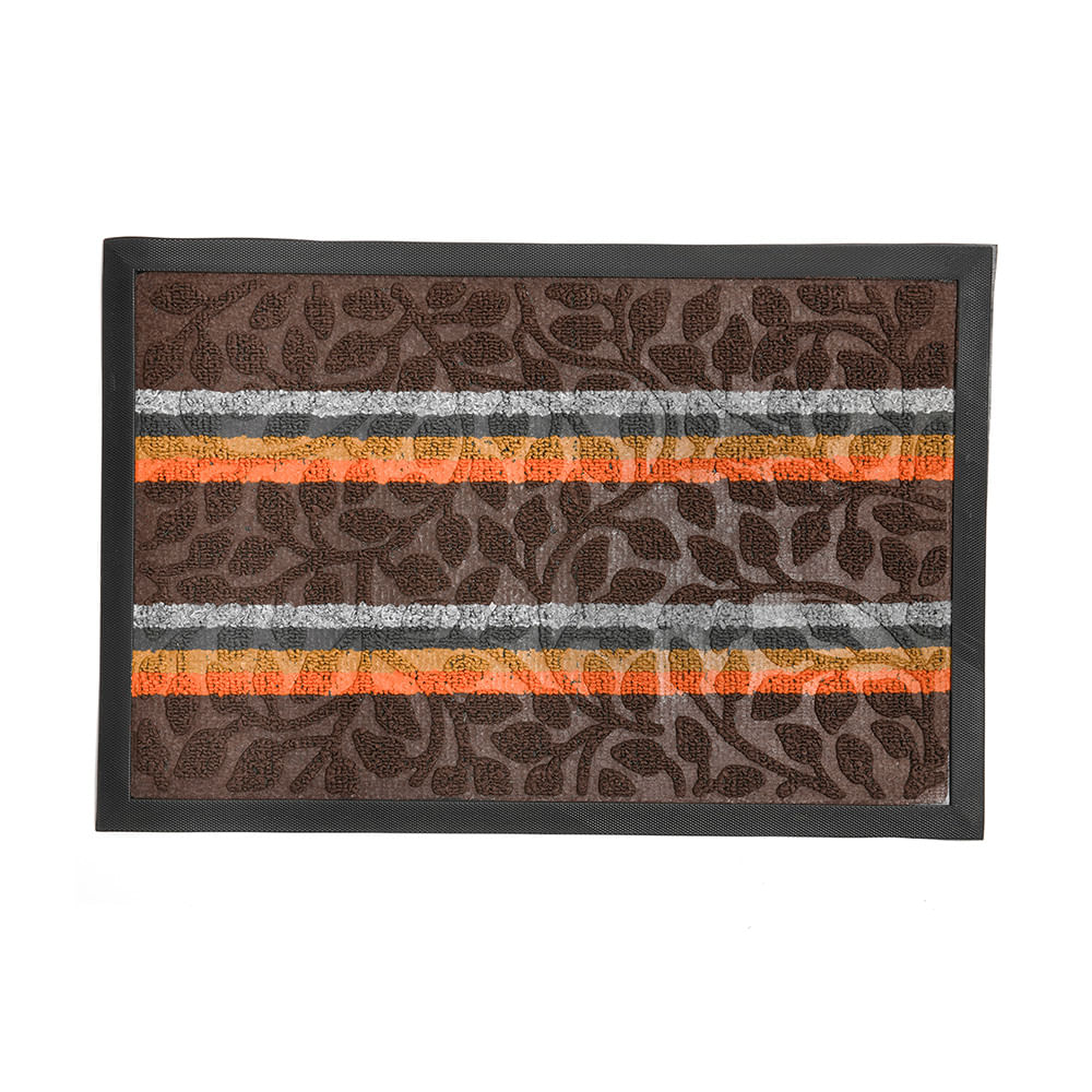 Felpudo Base Goma Marrón 40x60 Cm Floral Kinor