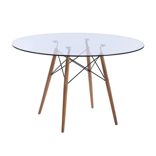 Mesa Eames De Vidrio Con De Patas Madera 80 Cm Decototale