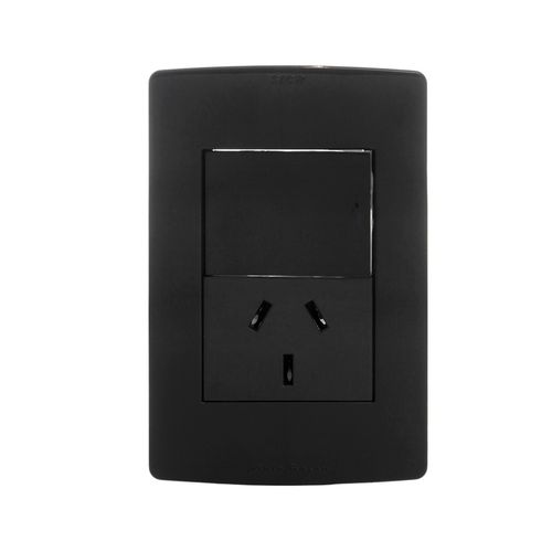 Línea Armada 1 Interruptor + 1 Toma Negro 10A Silight Sica