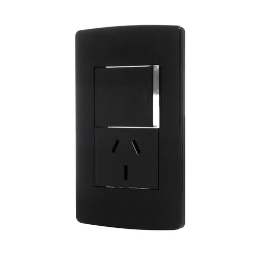 Línea Armada 1 Interruptor + 1 Toma Negro 10A Silight Sica