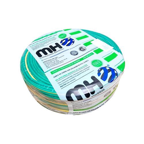 Cable Unipolar 2.5 Mm Verde y Amarillo X 50 Mts Mh Industrias Mh