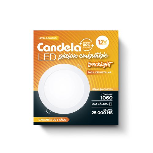 Plafón Led Redondo 1 Luz Cálida 12 W Blanco Candela