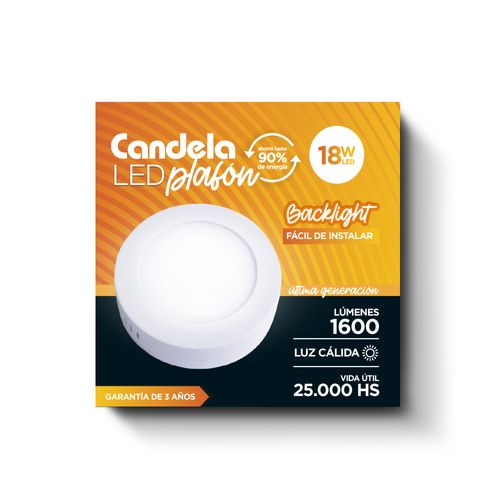 Led Plafón Redondo 18 W Luz Cálida Candela