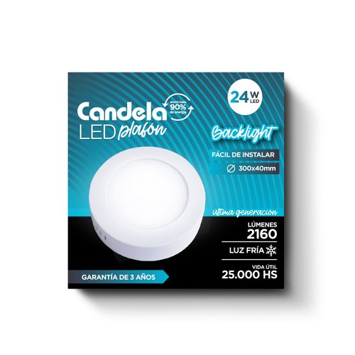Led Plafón Redondo 24 W Luz Fría Candela