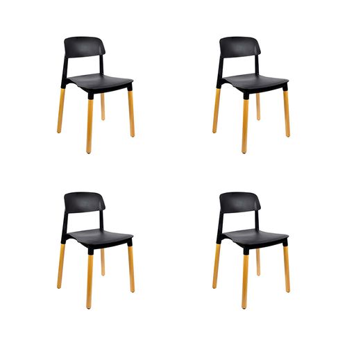 Set 4 Sillas 80x43x32 Cm Polipropileno Negro Quality Plastic