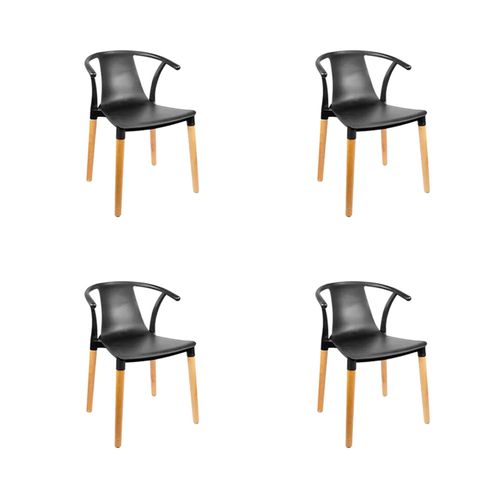 Set 4 Sillas 78x48x24 Cm Polipropileno Negro Milan Quality Plastic