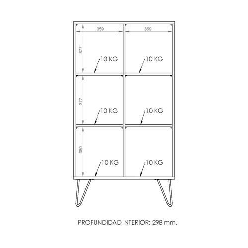 Biblioteca 4 Espacios 141.5X75.5X30 Cm Melamina Atakama Industrial Dielfe