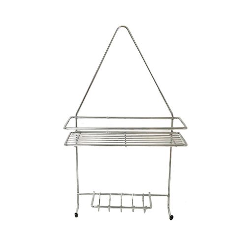 Organizador Baño 44X30X15 Cm Alambre Hierro Cromado Gris Eurotecno